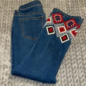 Boston Proper Embroidered Jeans.  Size 0.